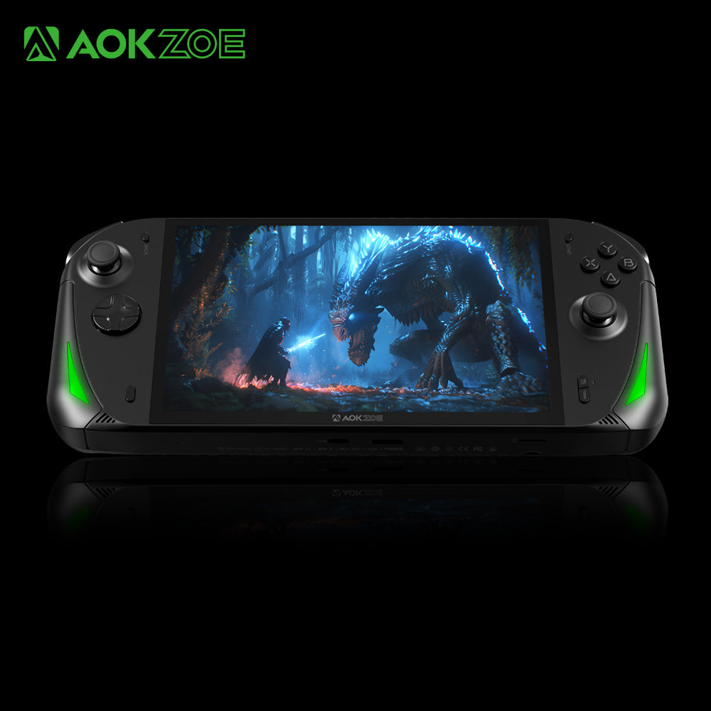 AOKZOE A1X - Tampilan samping handheld gaming PC dengan Ryzen HX 370